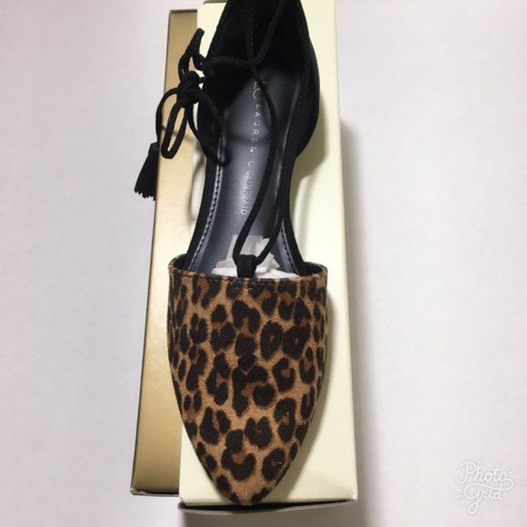 SOLD LC Lauren Conrad Flats Lace Up Leopard - Picture 6 of 8